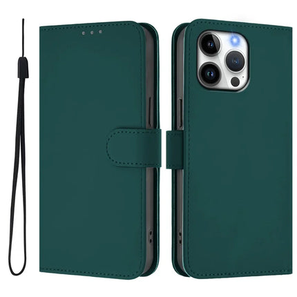 For iPhone 16 Pro Max Case Solid Color Wallet Leather Phone Cover with Strap