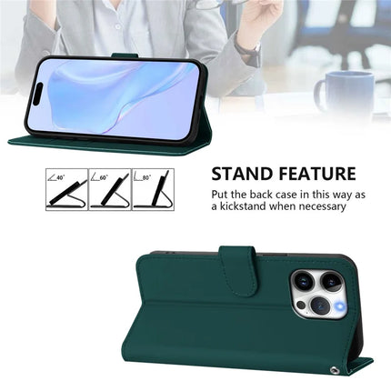 For iPhone 16 Pro Max Case Solid Color Wallet Leather Phone Cover with Strap