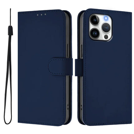 For iPhone 16 Pro Max Case Solid Color Wallet Leather Phone Cover with Strap