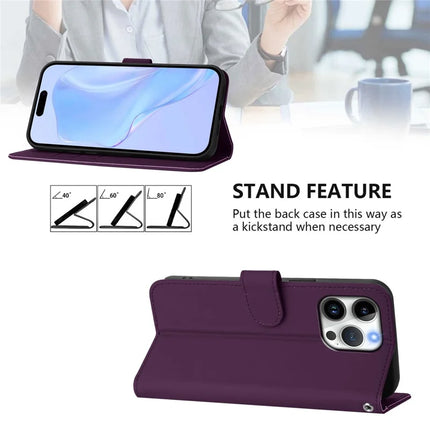For iPhone 16 Pro Max Case Solid Color Wallet Leather Phone Cover with Strap