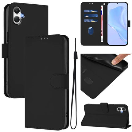 For Samsung Galaxy A05 4G Case Solid Color Wallet Leather Phone Cover with Strap