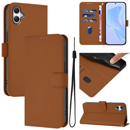 For Samsung Galaxy A05 4G Case Solid Color Wallet Leather Phone Cover with Strap