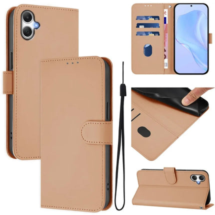 For Samsung Galaxy A05 4G Case Solid Color Wallet Leather Phone Cover with Strap