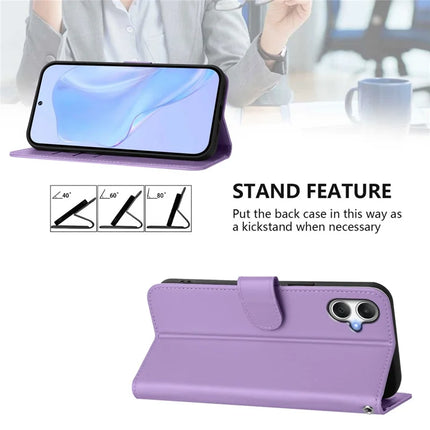 For Samsung Galaxy A05 4G Case Solid Color Wallet Leather Phone Cover with Strap