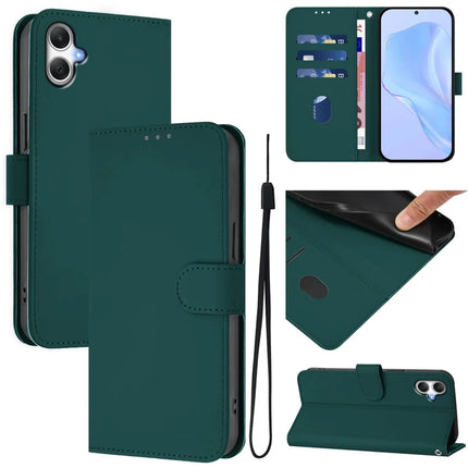 For Samsung Galaxy A05 4G Case Solid Color Wallet Leather Phone Cover with Strap