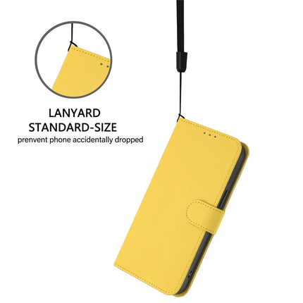 For Samsung Galaxy A05 4G Case Solid Color Wallet Leather Phone Cover with Strap - Lemon