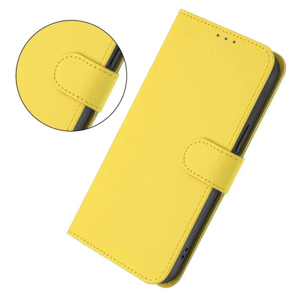 For Samsung Galaxy A05 4G Case Solid Color Wallet Leather Phone Cover with Strap - Lemon