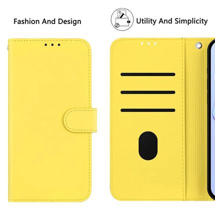 For Samsung Galaxy A05 4G Case Solid Color Wallet Leather Phone Cover with Strap - Lemon