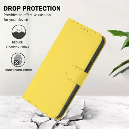 For Samsung Galaxy A05 4G Case Solid Color Wallet Leather Phone Cover with Strap - Lemon