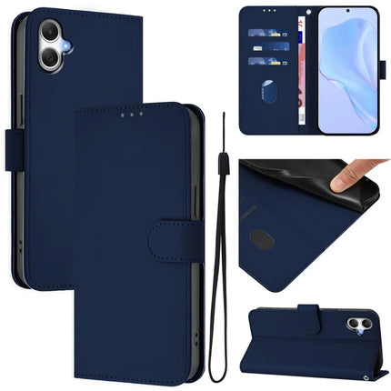For Samsung Galaxy A06 Case Solid Color Wallet Leather Phone Cover with Strap