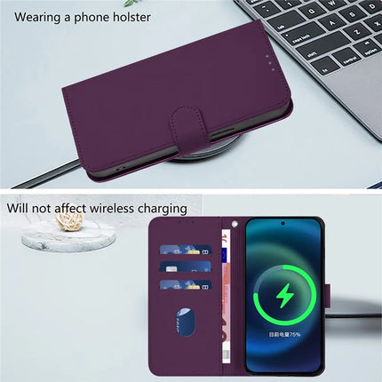 For Samsung Galaxy A06 Case Solid Color Wallet Leather Phone Cover with Strap