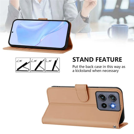 For Motorola Edge 50 Neo 5G Case Solid Color Wallet Leather Phone Cover with Strap