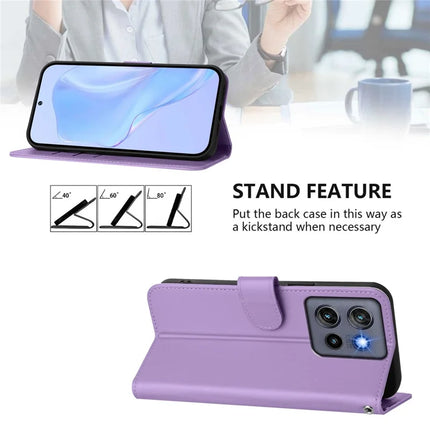 For Motorola Edge 50 Neo 5G Case Solid Color Wallet Leather Phone Cover with Strap
