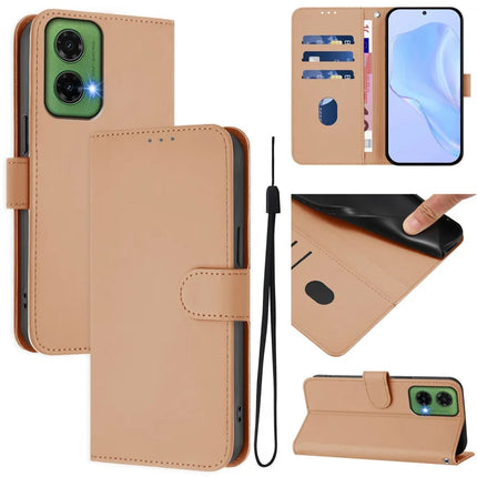 For Motorola Moto G35 5G Case Solid Color Wallet Leather Phone Cover with Strap