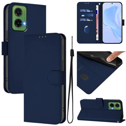For Motorola Moto G35 5G Case Solid Color Wallet Leather Phone Cover with Strap
