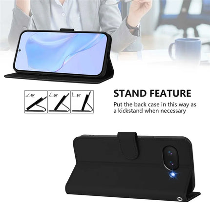 For Google Pixel 9a Case Solid Color Wallet Leather Phone Cover with Strap