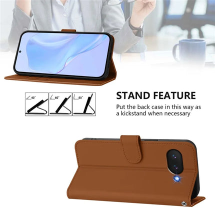 For Google Pixel 9a Case Solid Color Wallet Leather Phone Cover with Strap