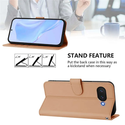 For Google Pixel 9a Case Solid Color Wallet Leather Phone Cover with Strap