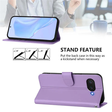For Google Pixel 9a Case Solid Color Wallet Leather Phone Cover with Strap