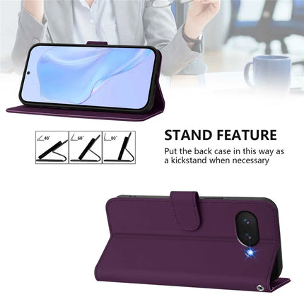 For Google Pixel 9a Case Solid Color Wallet Leather Phone Cover with Strap