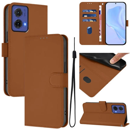 For Motorola Moto G85 5G Case Solid Color Wallet Leather Phone Cover with Strap