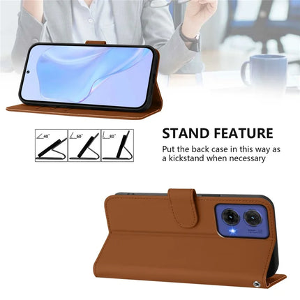 For Motorola Moto G85 5G Case Solid Color Wallet Leather Phone Cover with Strap