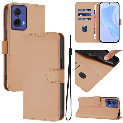 For Motorola Moto G85 5G Case Solid Color Wallet Leather Phone Cover with Strap