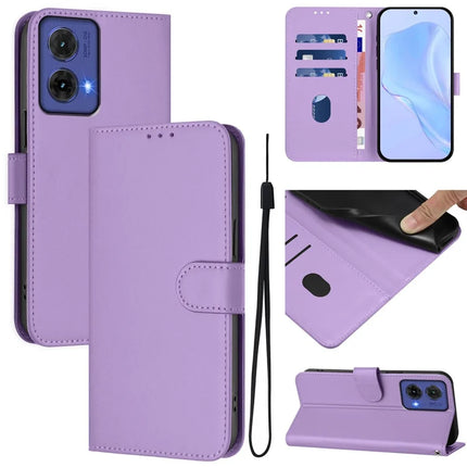 For Motorola Moto G85 5G Case Solid Color Wallet Leather Phone Cover with Strap