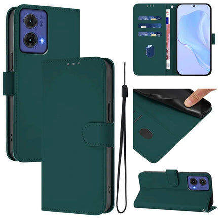 For Motorola Moto G85 5G Case Solid Color Wallet Leather Phone Cover with Strap