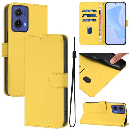 For Motorola Moto G85 5G Case Solid Color Wallet Leather Phone Cover with Strap