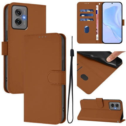 For Motorola Moto G55 5G Case Solid Color Wallet Leather Phone Cover with Strap