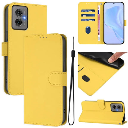 For Motorola Moto G55 5G Case Solid Color Wallet Leather Phone Cover with Strap