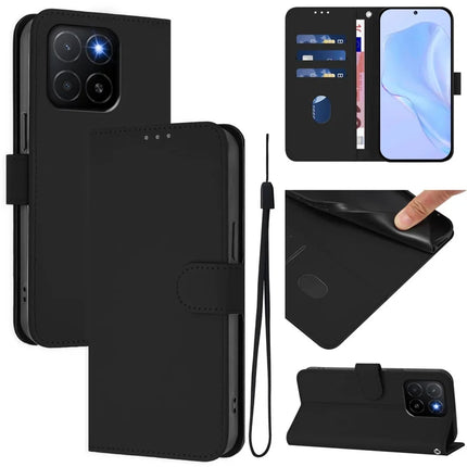 For Honor X5b Plus / Honor X5b Case Solid Color Wallet Leather Phone Cover with Strap