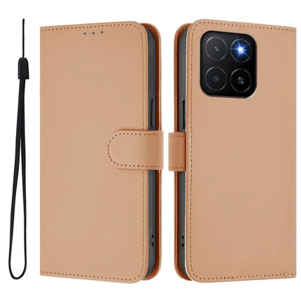 For Honor X5b Plus / Honor X5b Case Solid Color Wallet Leather Phone Cover with Strap - Nude