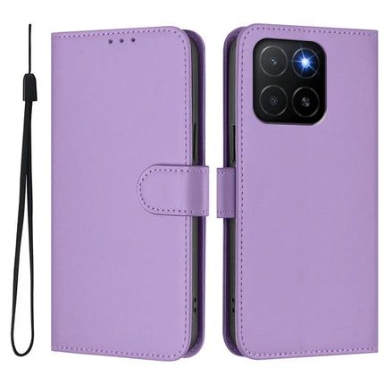 For Honor X5b Plus / Honor X5b Case Solid Color Wallet Leather Phone Cover with Strap - Lavender