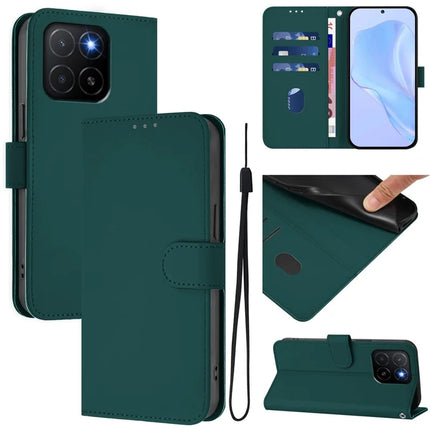 For Honor X5b Plus / Honor X5b Case Solid Color Wallet Leather Phone Cover with Strap