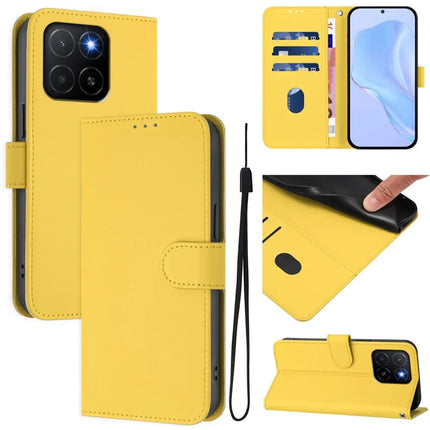 For Honor X5b Plus / Honor X5b Case Solid Color Wallet Leather Phone Cover with Strap