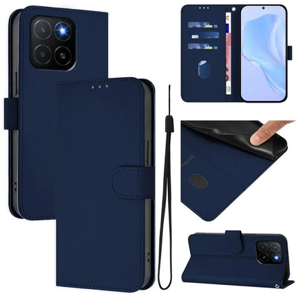 For Honor X5b Plus / Honor X5b Case Solid Color Wallet Leather Phone Cover with Strap