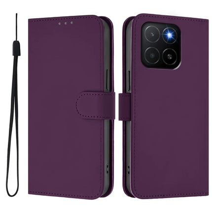 For Honor X5b Plus / Honor X5b Case Solid Color Wallet Leather Phone Cover with Strap - Voilet