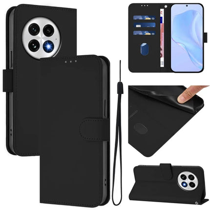 For OnePlus 13 Case Solid Color Wallet Leather Phone Cover with Strap