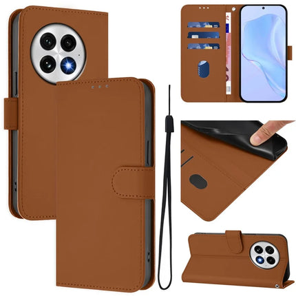 For OnePlus 13 Case Solid Color Wallet Leather Phone Cover with Strap