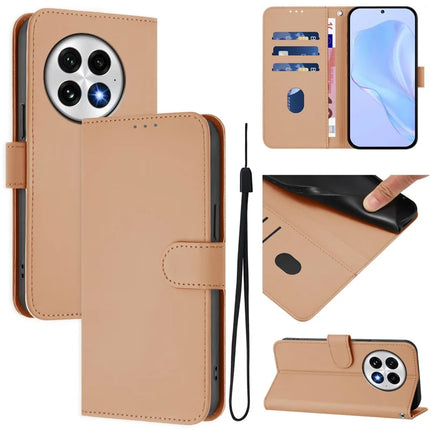 For OnePlus 13 Case Solid Color Wallet Leather Phone Cover with Strap