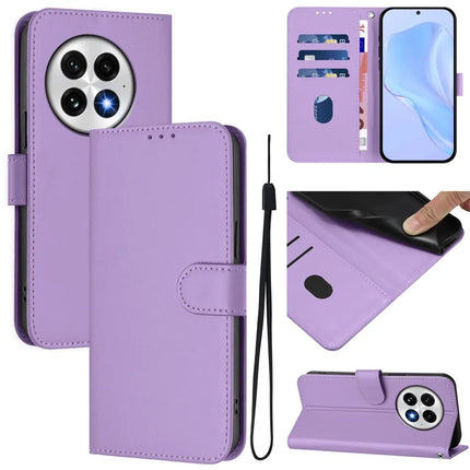 For OnePlus 13 Case Solid Color Wallet Leather Phone Cover with Strap