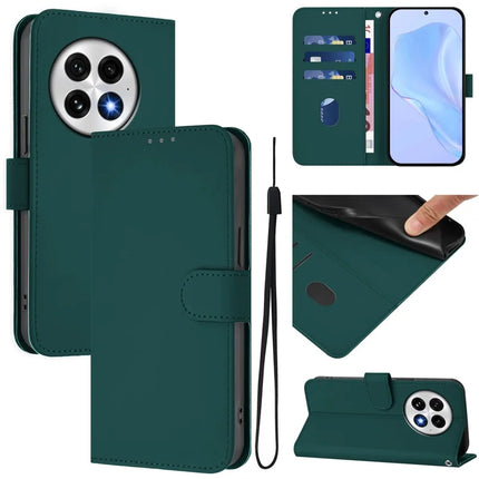 For OnePlus 13 Case Solid Color Wallet Leather Phone Cover with Strap
