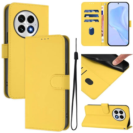 For OnePlus 13 Case Solid Color Wallet Leather Phone Cover with Strap