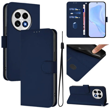 For OnePlus 13 Case Solid Color Wallet Leather Phone Cover with Strap
