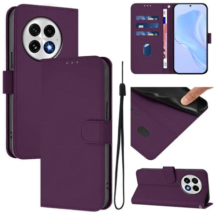 For OnePlus 13 Case Solid Color Wallet Leather Phone Cover with Strap