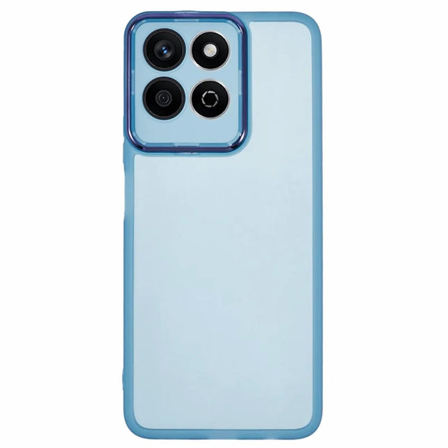 For Honor X7c 4G / 200 Smart 5G Case Electroplated Camera Frame TPU Phone Cover - Transparent Blue