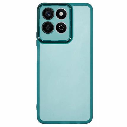 For Honor X7c 4G / 200 Smart 5G Case Electroplated Camera Frame TPU Phone Cover - Transparent Army Green