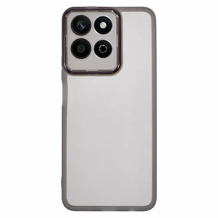 For Honor X7c 4G / 200 Smart 5G Case Electroplated Camera Frame TPU Phone Cover - Transparent Black